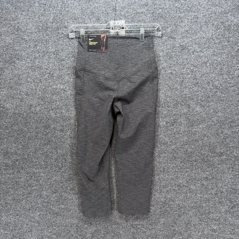 Nike Leggings Women Small Gray High Rise Legendary Tight Fit Capri Training NEW - Picture 6 of 10